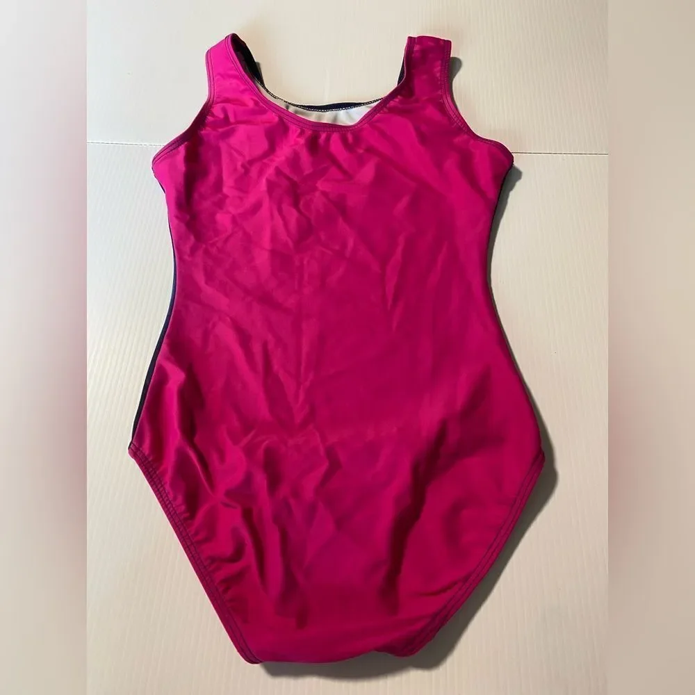 Destira elite gymnastics tank blue hot pink back leotard tiger XLC child